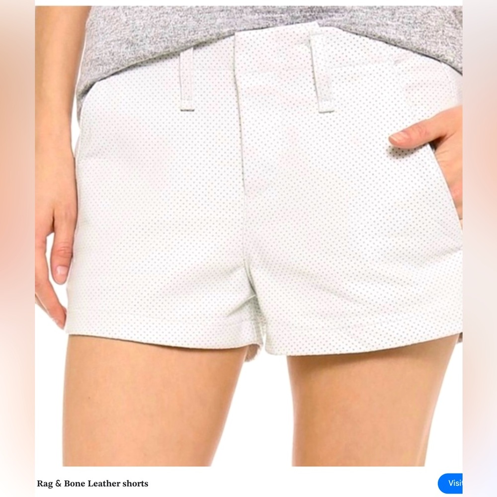 Rag & Bone White 100% leather Shorts. Size 24. Midrise.